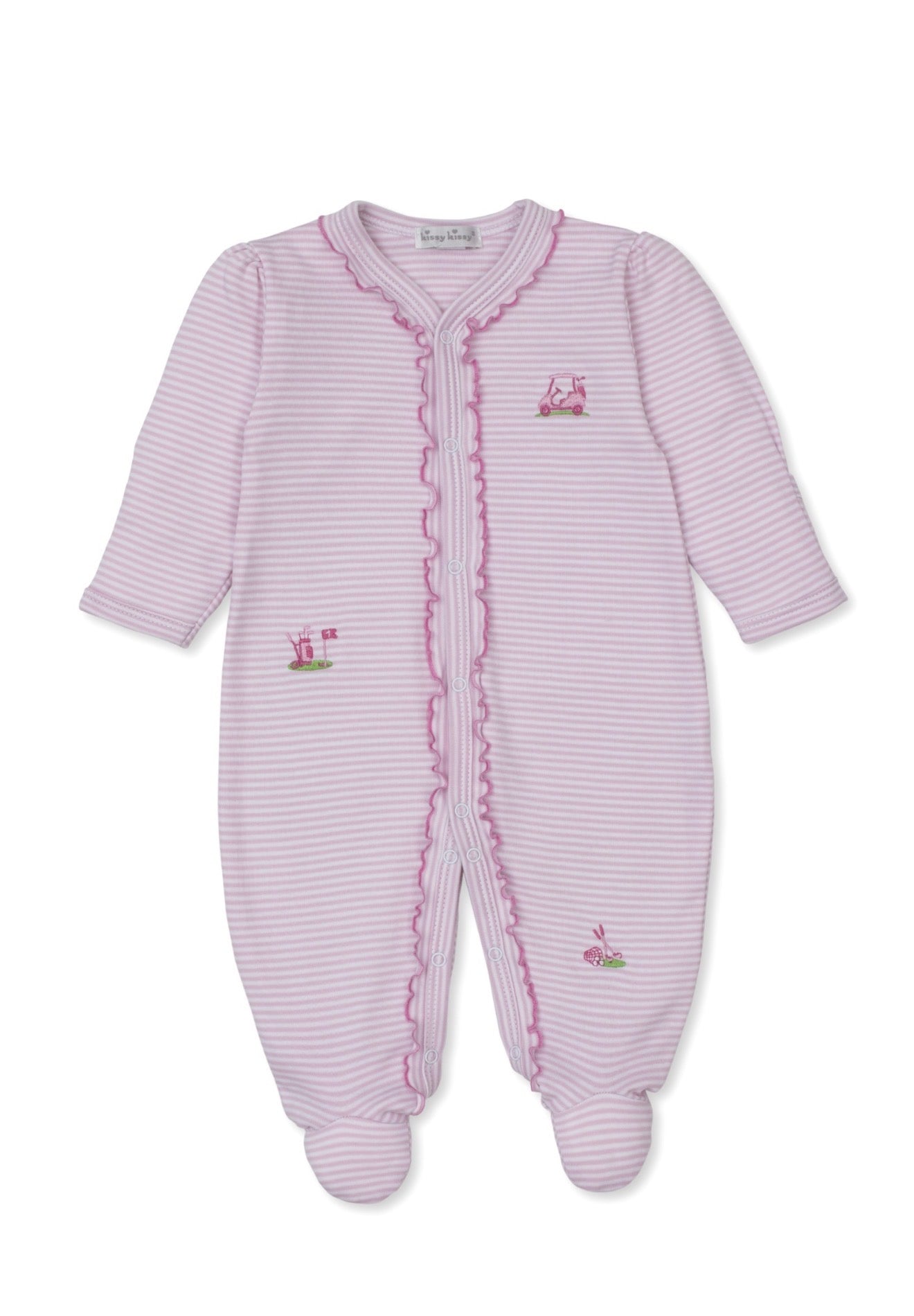 Pink Stripe Golf Champs Ruffled Footie