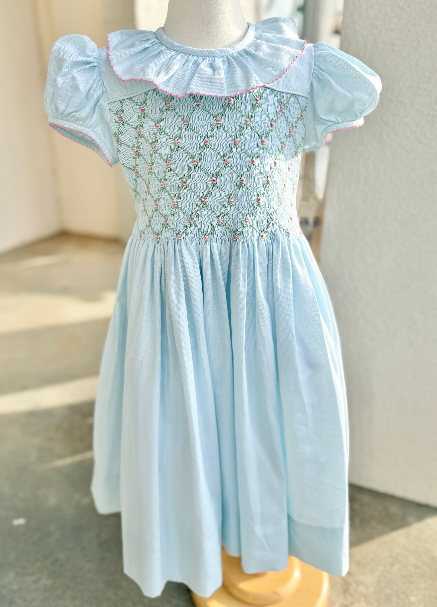 Classic Mint Smocked Yoke Dress