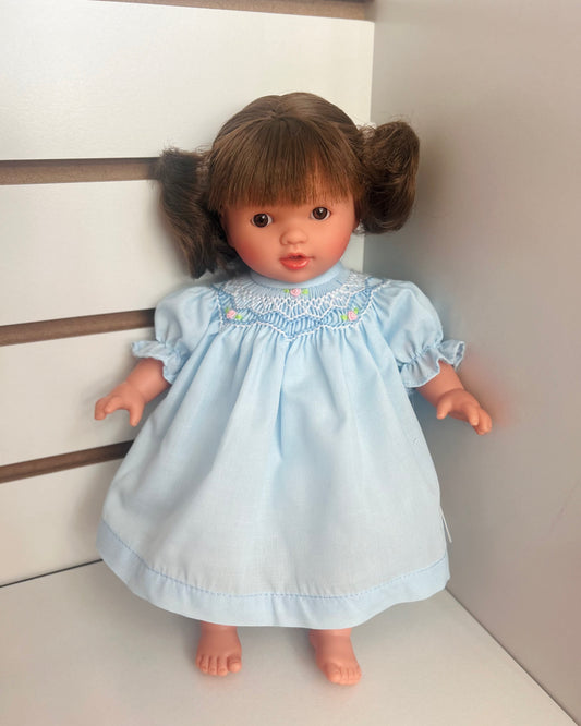 Bella Doll - Brunette with Blue Bishop Dress