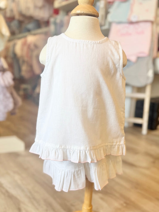 Ruffled Linen Shorts Set