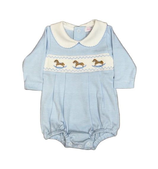 Rocking Horse Smocked Blue Bubble