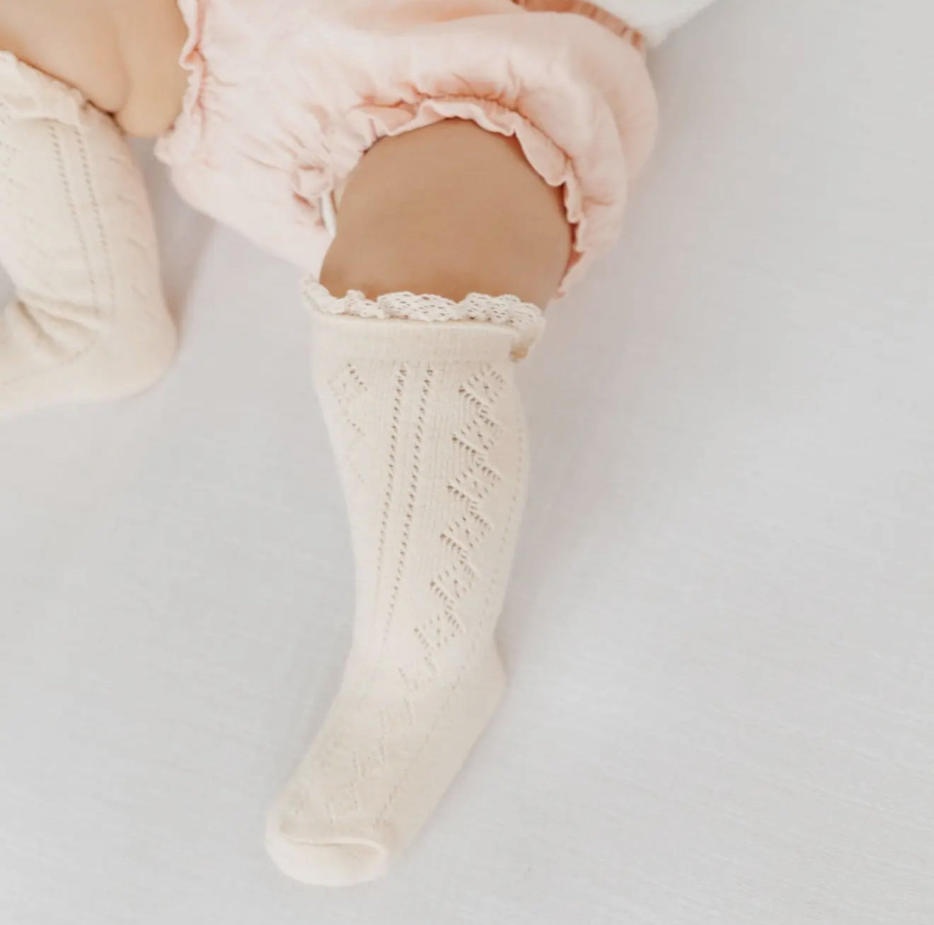 Vanilla Fancy Lace Knee High