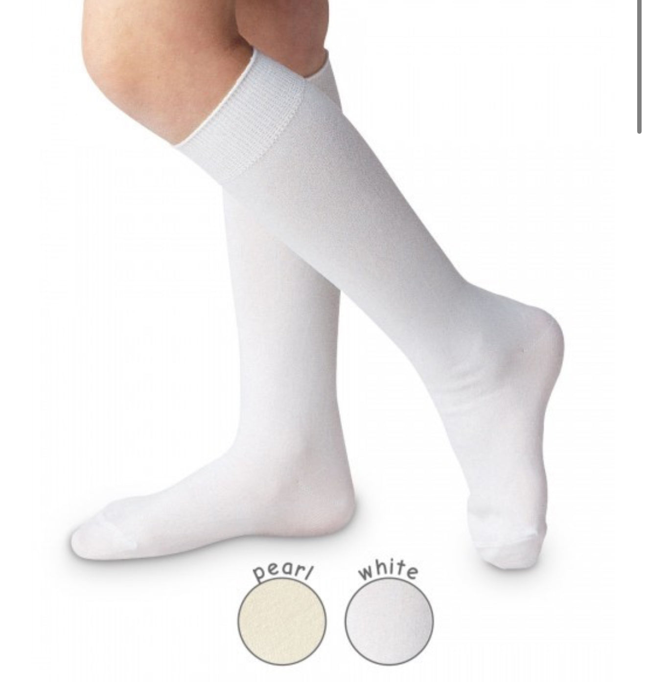 Jefferies Classic Pearl White or White Nylon Knee Socks     1 Pair #1603
