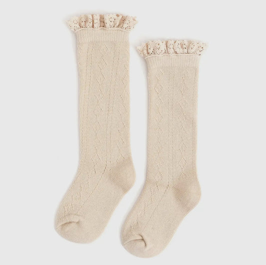 Vanilla Fancy Lace Knee High
