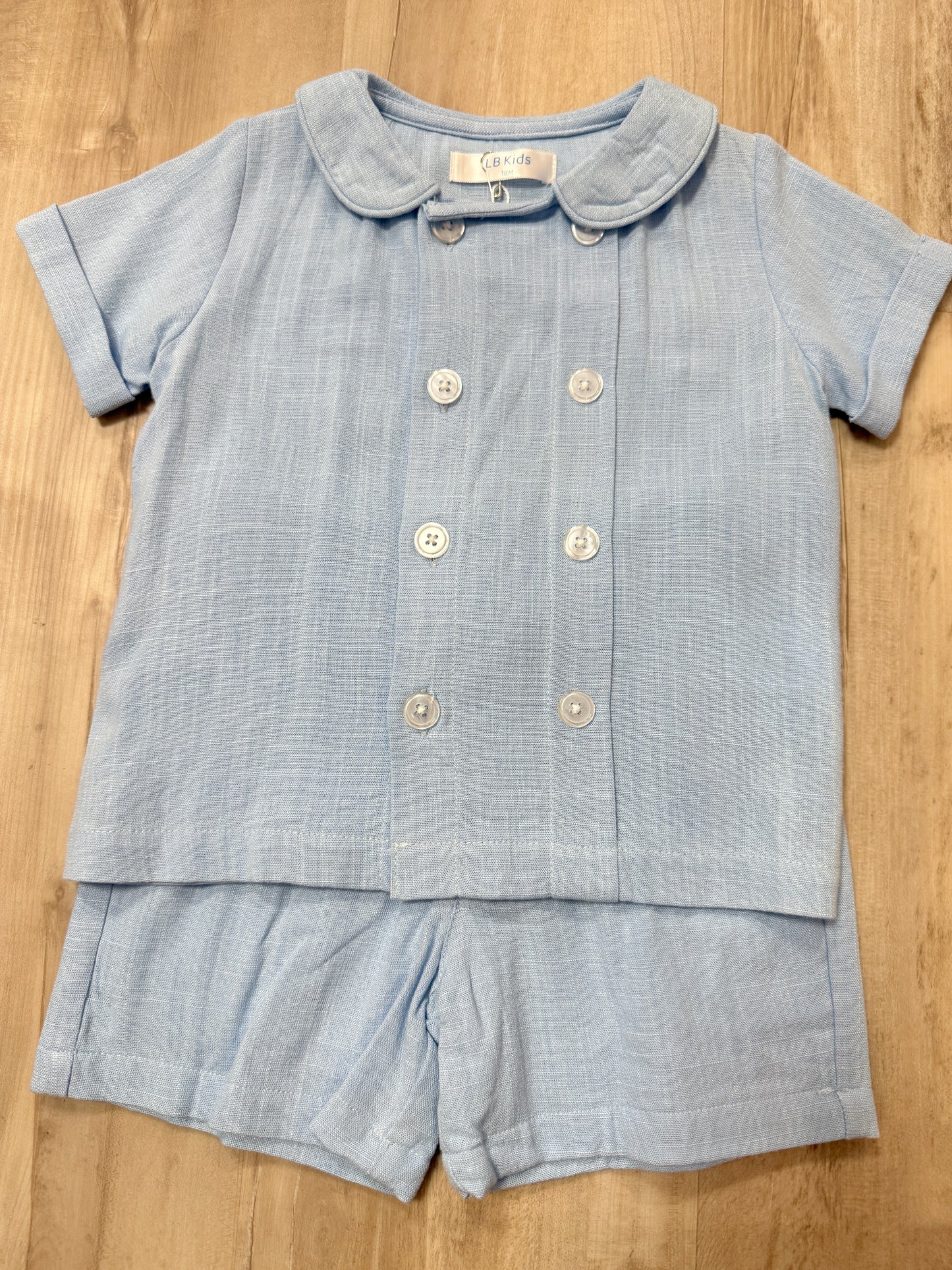 Jeffery Blue Linen Short Set