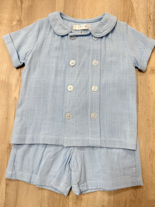 Jeffery Blue Linen Short Set