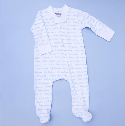 Little Brother Print Zipper Footie