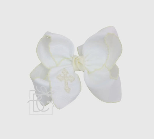 Embroidered Cross Bow -Antique White