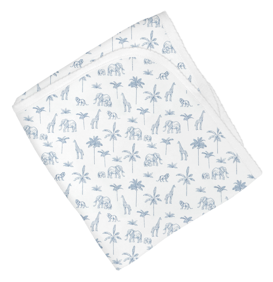 Safari Blue Toile Blanket