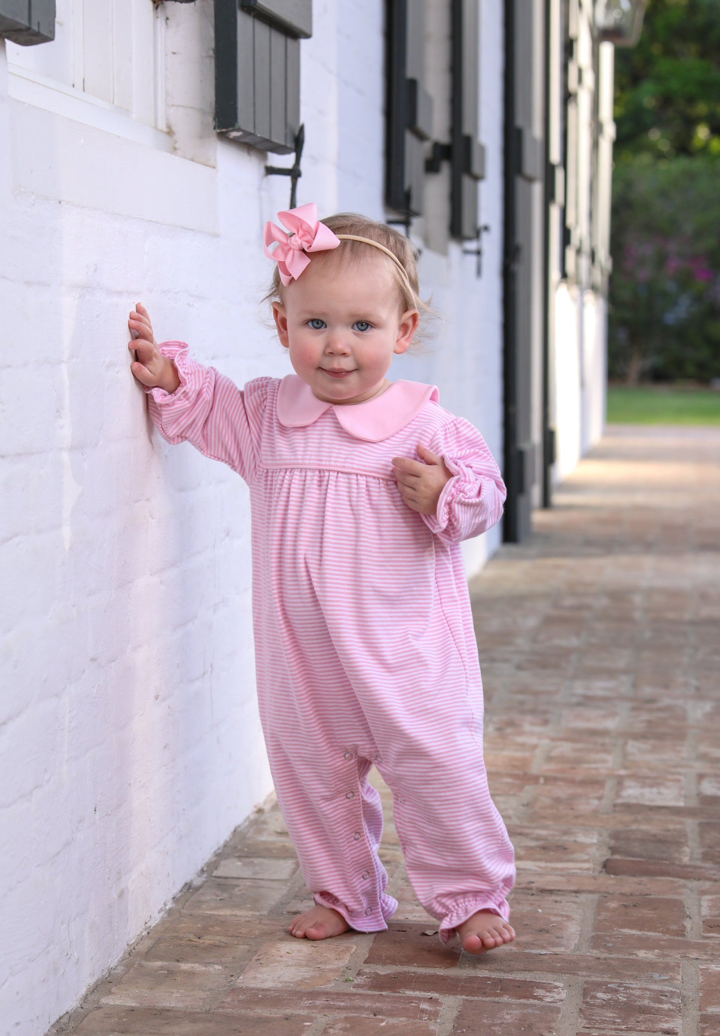 Abigail Pink Stripe Romper