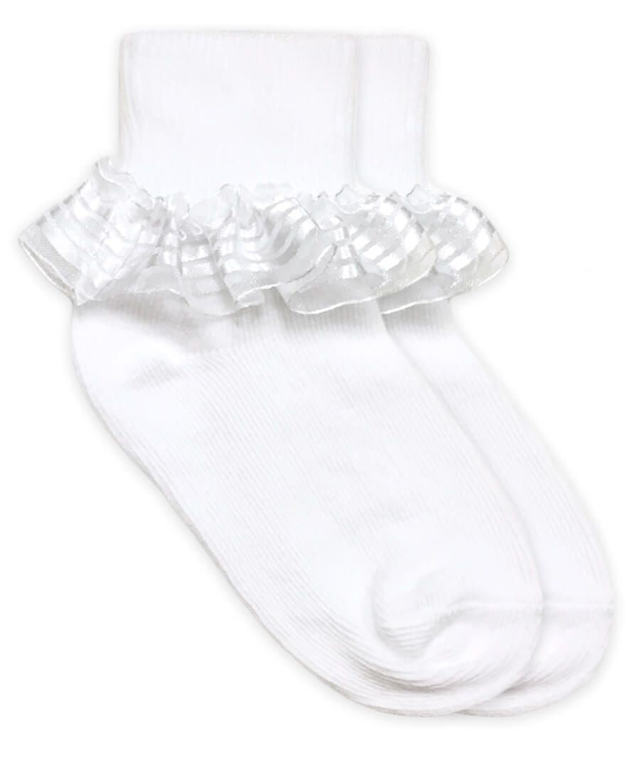 Jefferies Stripe Sheer Ribbon Ruffle Socks   #2148