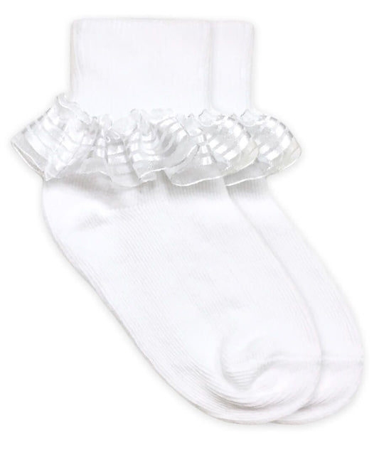 Jefferies Stripe Sheer Ribbon Ruffle Socks   #2148