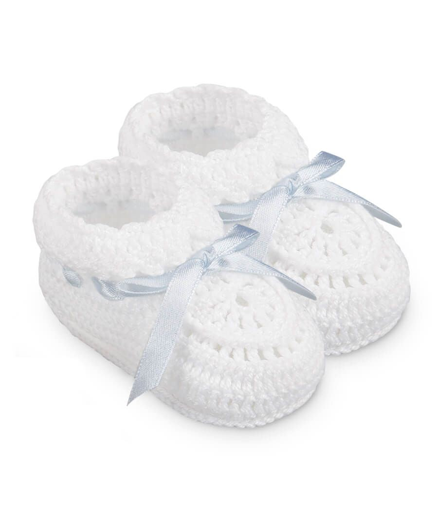 Hand Crocheted Baby Booties W/ Ribbon