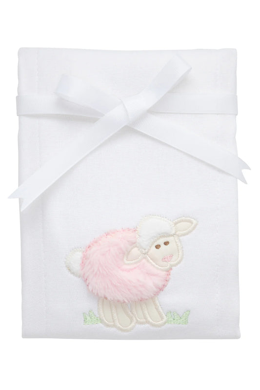 Pink Lamb Burp Cloth