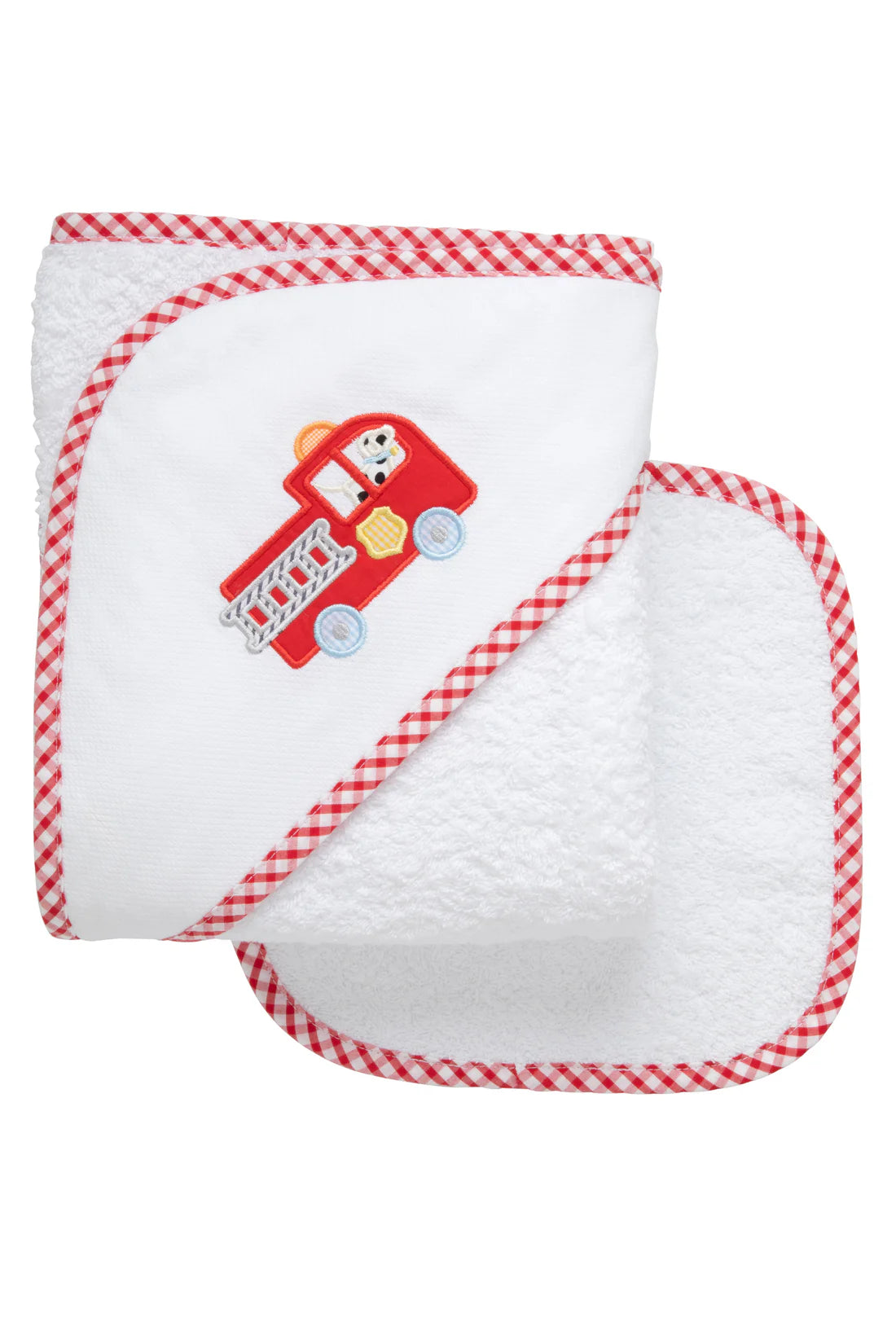 Fire Engine Hooded Towel with washcloth