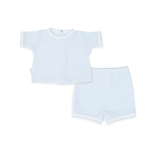 Paty Blue Knit Shorts Set