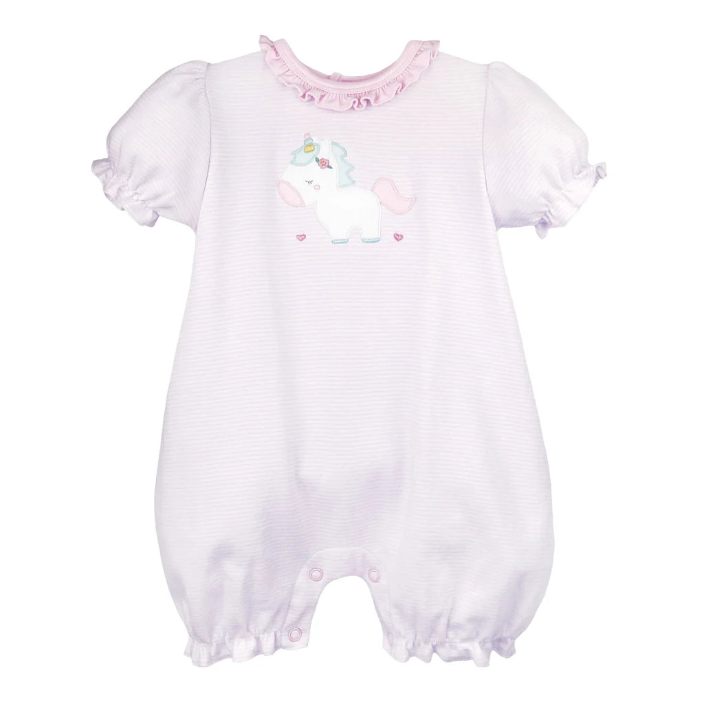 Unicorn  Appliqué Pink Stripe Bubble