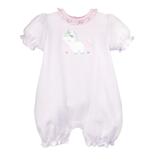 Unicorn  Appliqué Pink Stripe Bubble