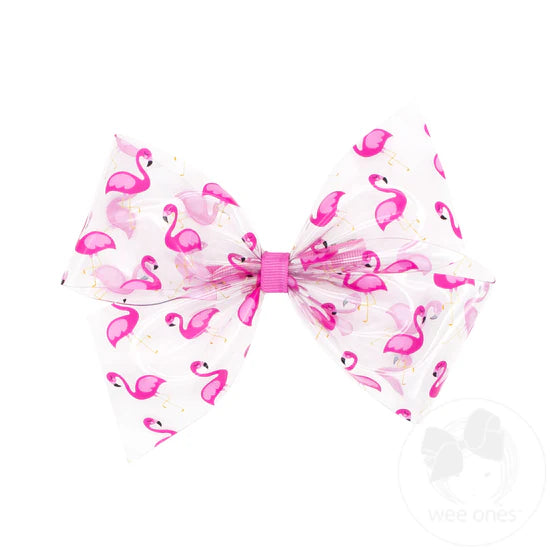 Flamingo Vinyl Splash Bow Hot Pink
