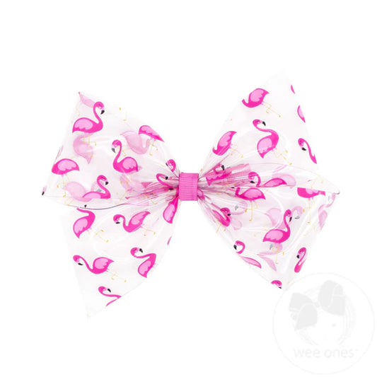 Flamingo Vinyl Splash Bow Hot Pink