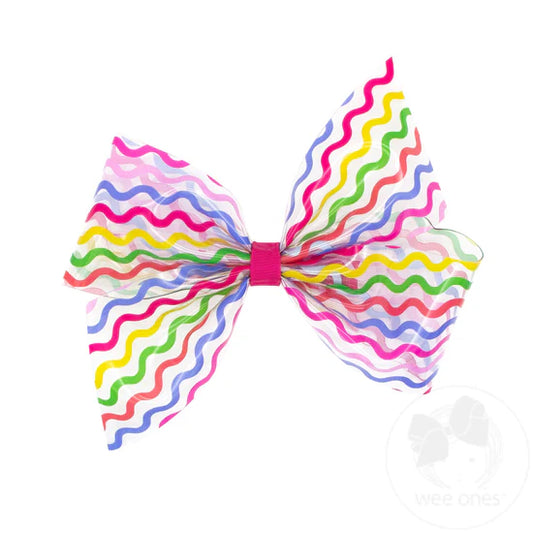 Multi Hot Pastel Wave Vinyl Splash Bow