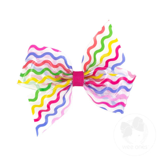 Multi Hot Pastel Wave Vinyl Splash Bow