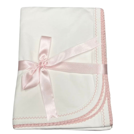 Squiggles White with Pink Blanket