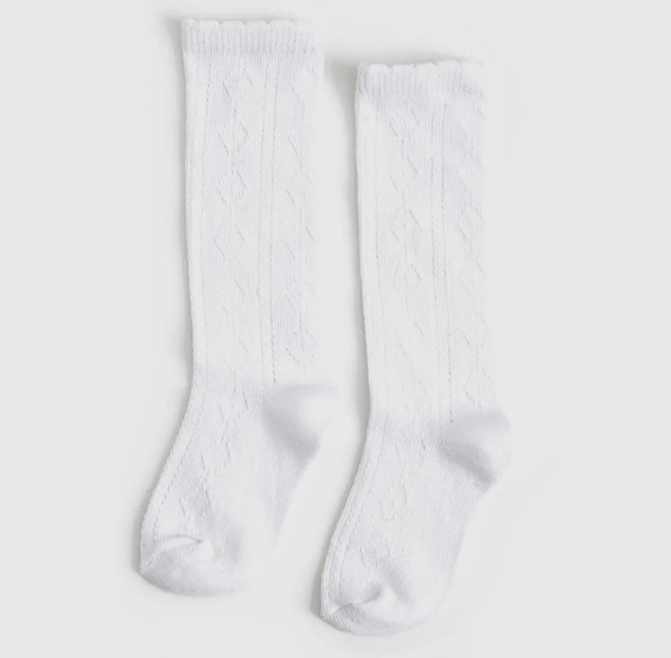 Scalloped Fancy Knee High - White