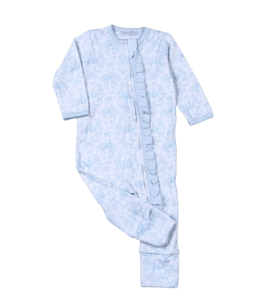 Sisi Blue Toile Zipper Footie