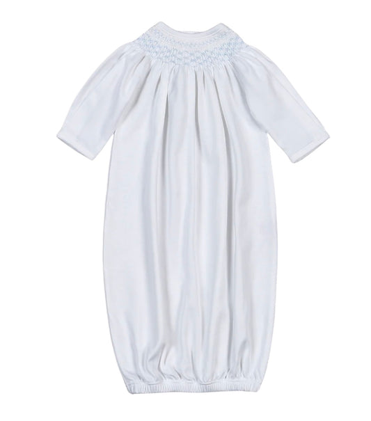 Lee's White/Blue Smocked Gown & Bonnet