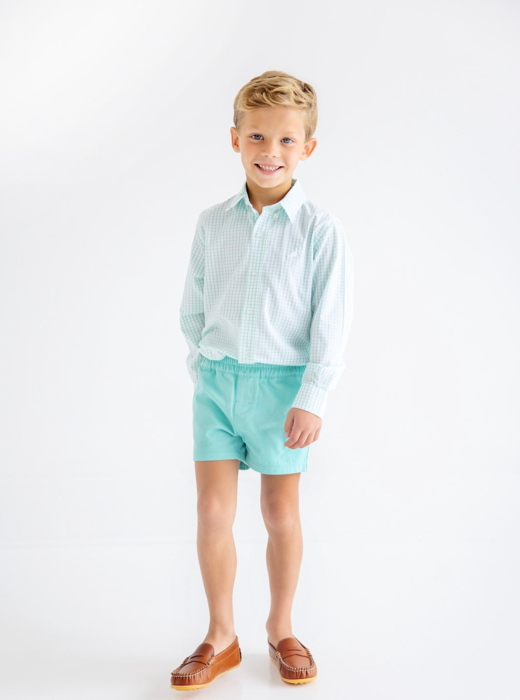 Turks Teal Windowpane Dress Shirt