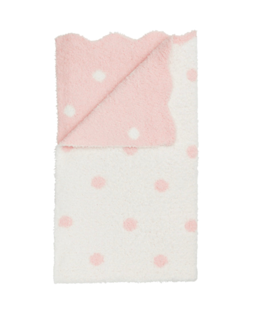 Pink Polka Dot Chenille Blanket