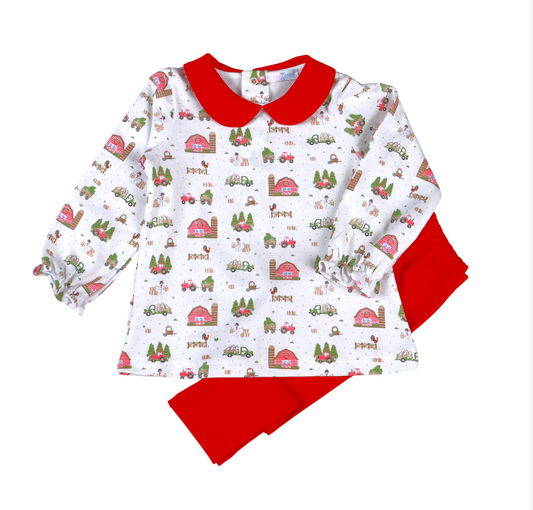 Christmas Barnyard Girl Pant Set