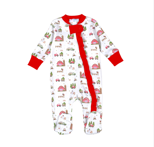 Barnyard Christmas Ruffle Footie
