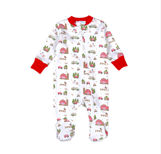 Barnyard Christmas Zip Footie