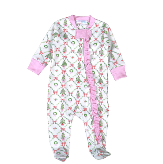 Christmas Trees Ruffle Footie