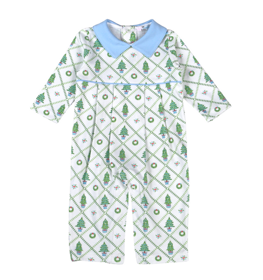 Blue Christmas Trees Romper