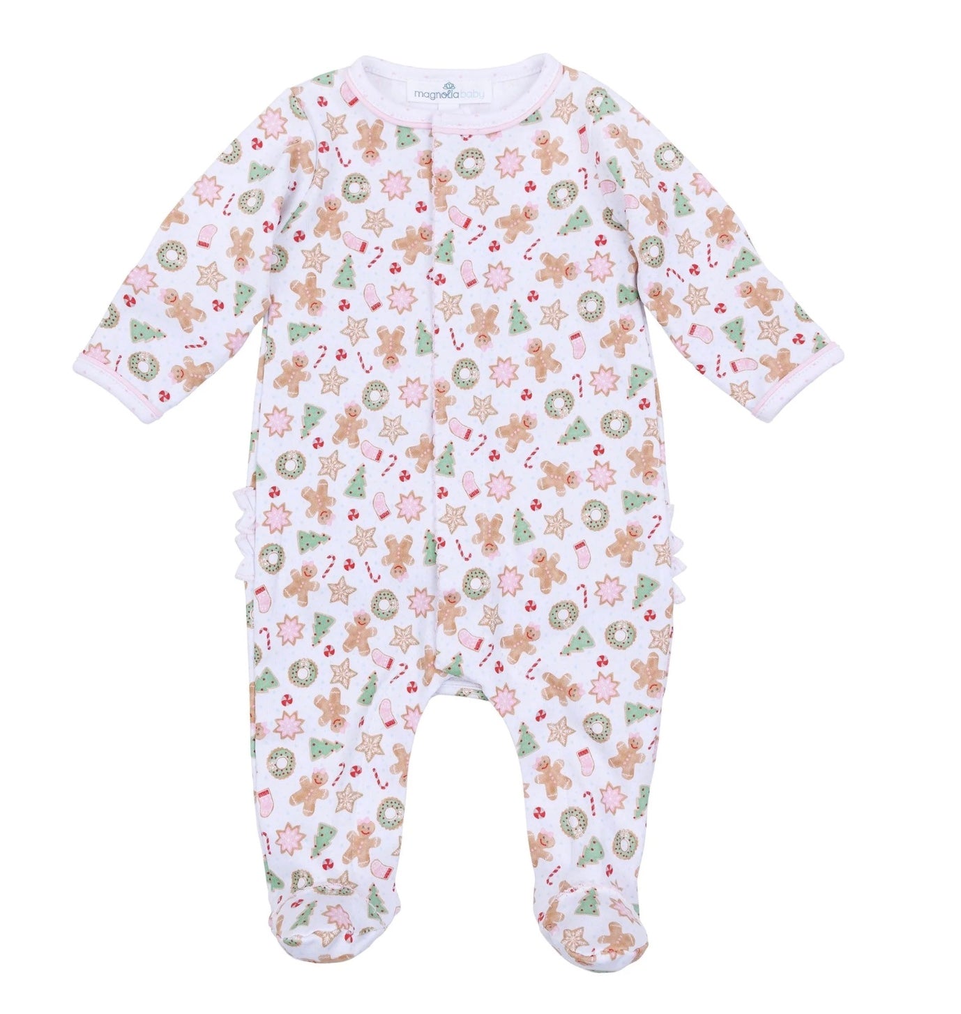 Frosted Wonderland Ruffle Footie - Pink