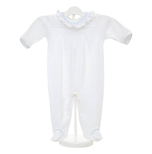 Max's Smocked Neck Footie - Blue