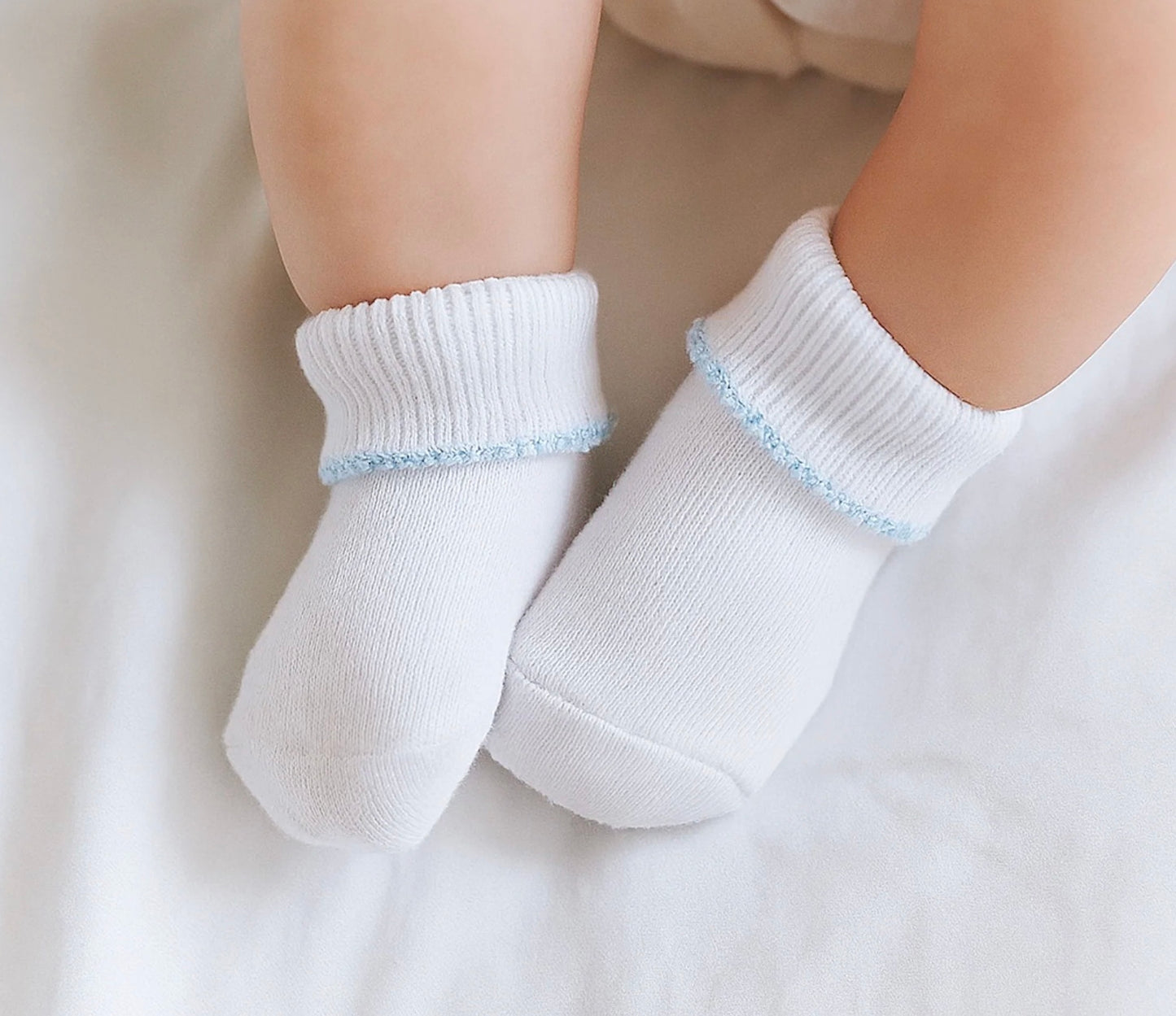 Essentials Baby Socks Blue Trim