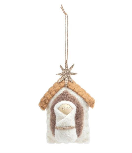 Felted Baby Jesus Ornament