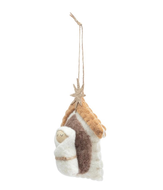 Felted Baby Jesus Ornament