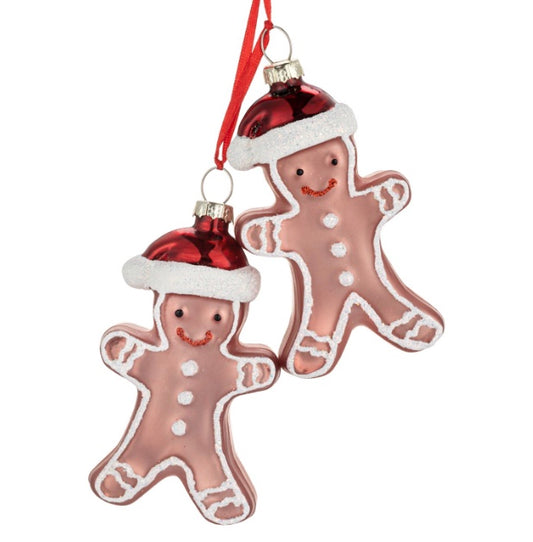 Gingerbread Man with Santa Hat Ornaments