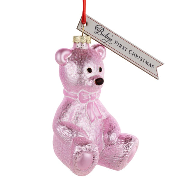 First Christmas Pink Bear Ornament