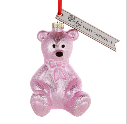 First Christmas Pink Bear Ornament