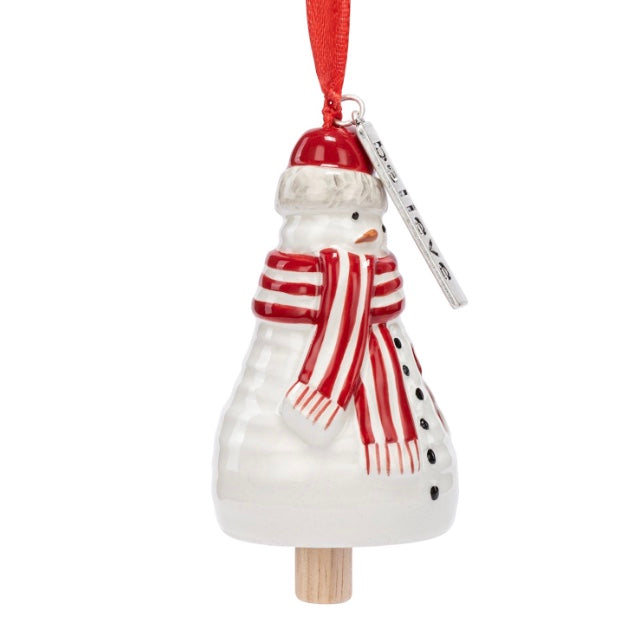 Believe Snowman Bell Ornament