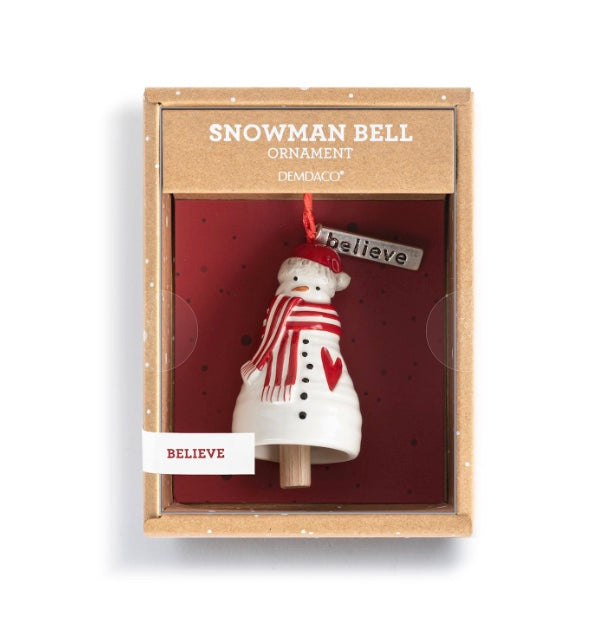 Believe Snowman Bell Ornament
