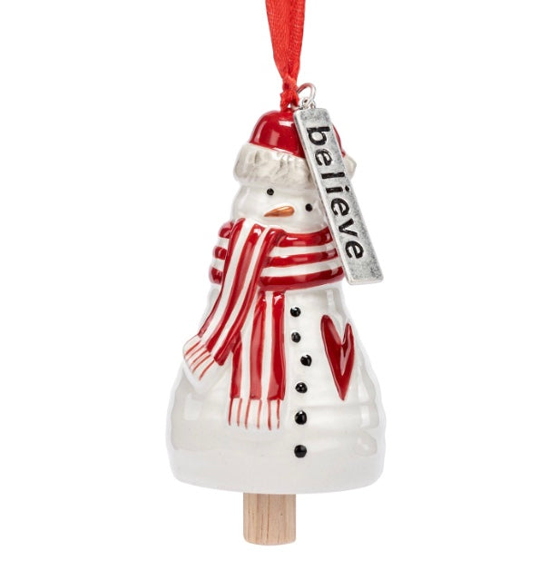 Believe Snowman Bell Ornament