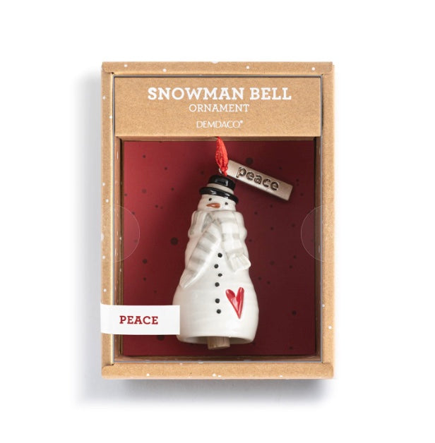Peace Snowman Bell Mini Ornament