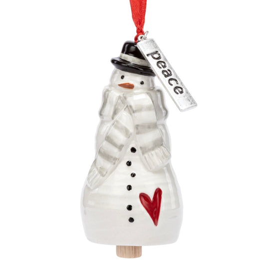 Peace Snowman Bell Mini Ornament